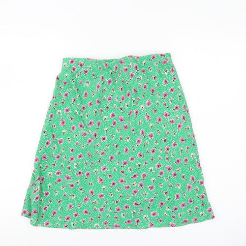 Nobody's Child Women's Green Floral A-Line Skirt Size 10