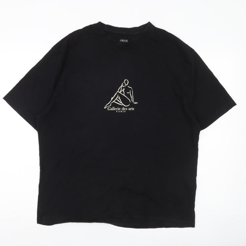 ASOS Men’s Black Art Print Crew Neck T-Shirt Size M