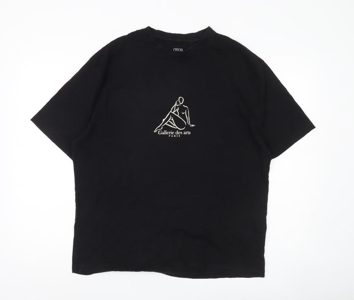 ASOS Men’s Black Art Print Crew Neck T-Shirt Size M