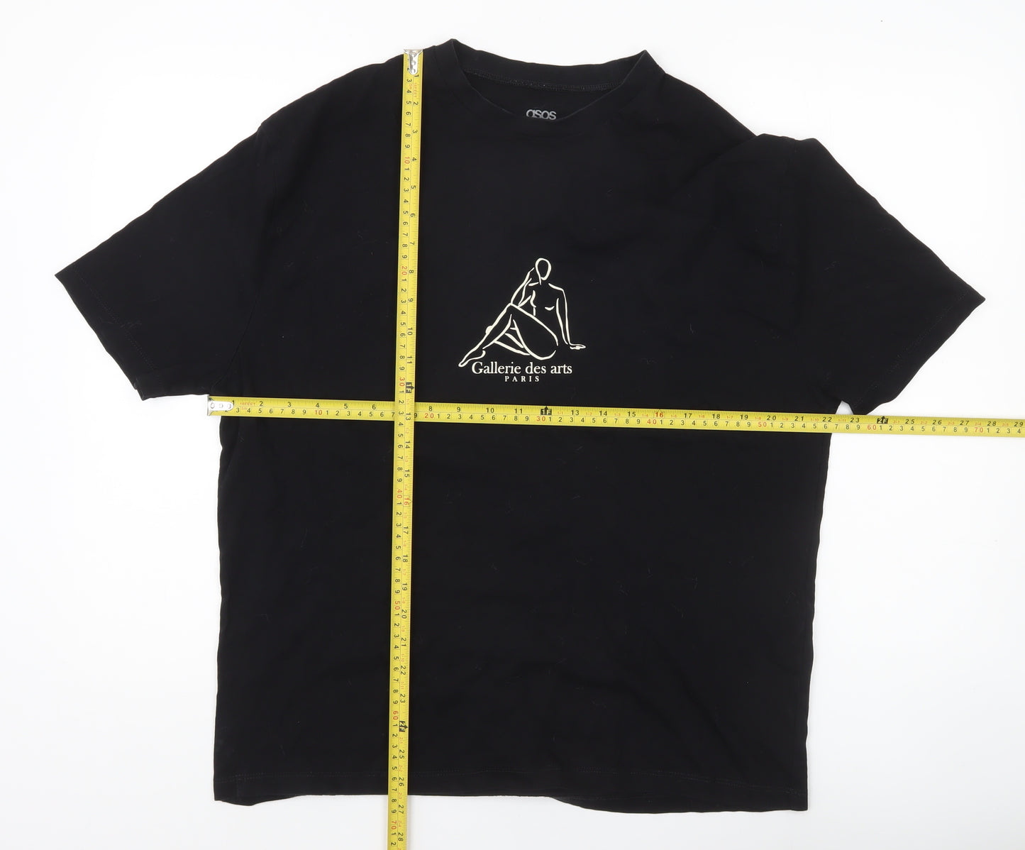 ASOS Men’s Black Art Print Crew Neck T-Shirt Size M