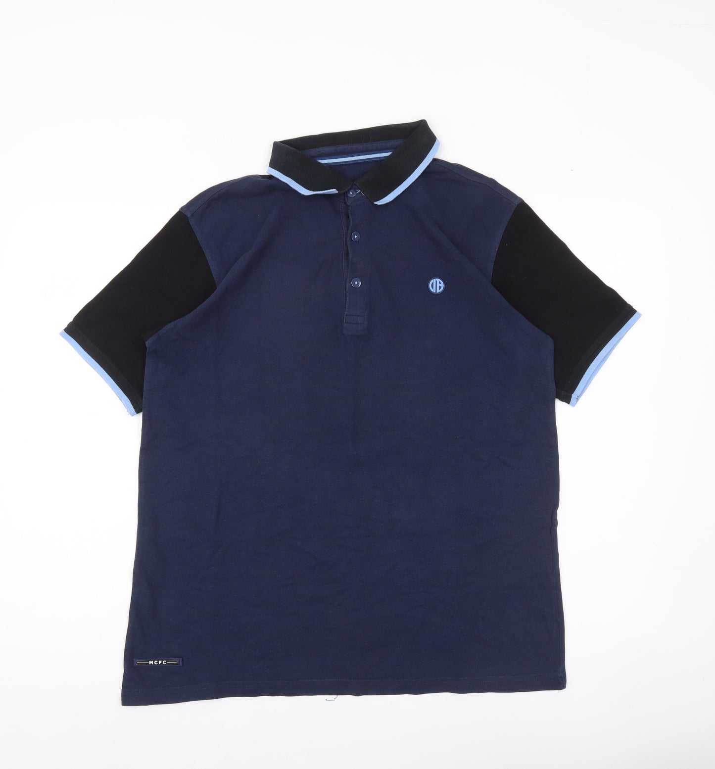 Manchester City Men's Blue Polo Shirt M Cotton Short Sleeve
