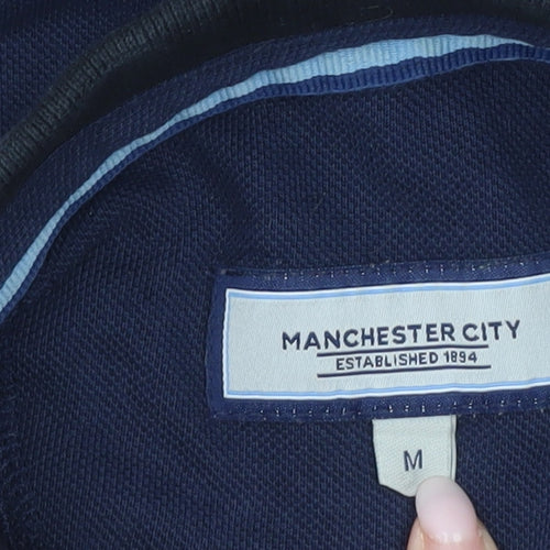 Manchester City Men's Blue Polo Shirt M Cotton Short Sleeve