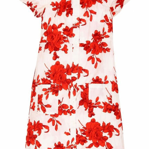 QED London Women’s Red Floral Shift Dress UK 14 Puff Sleeve