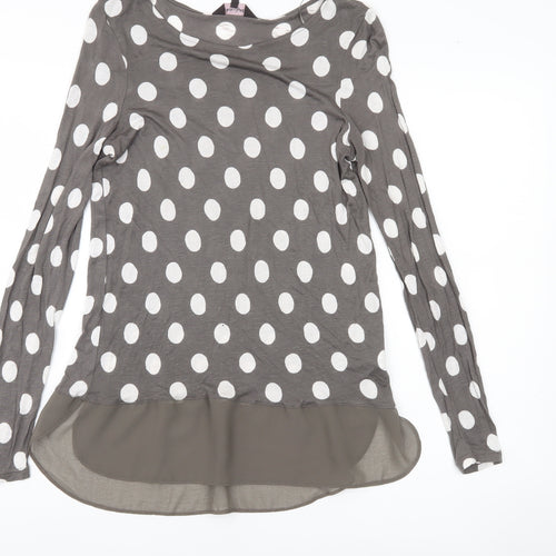 Phase Eight Women’s Grey Polka Dot Tunic Blouse Size 10 Long Sleeve
