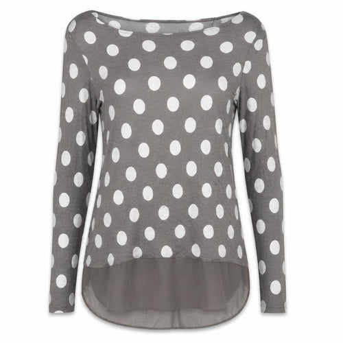 Phase Eight Women’s Grey Polka Dot Tunic Blouse Size 10 Long Sleeve