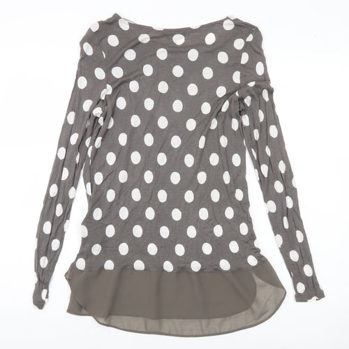 Phase Eight Women’s Grey Polka Dot Tunic Blouse Size 10 Long Sleeve