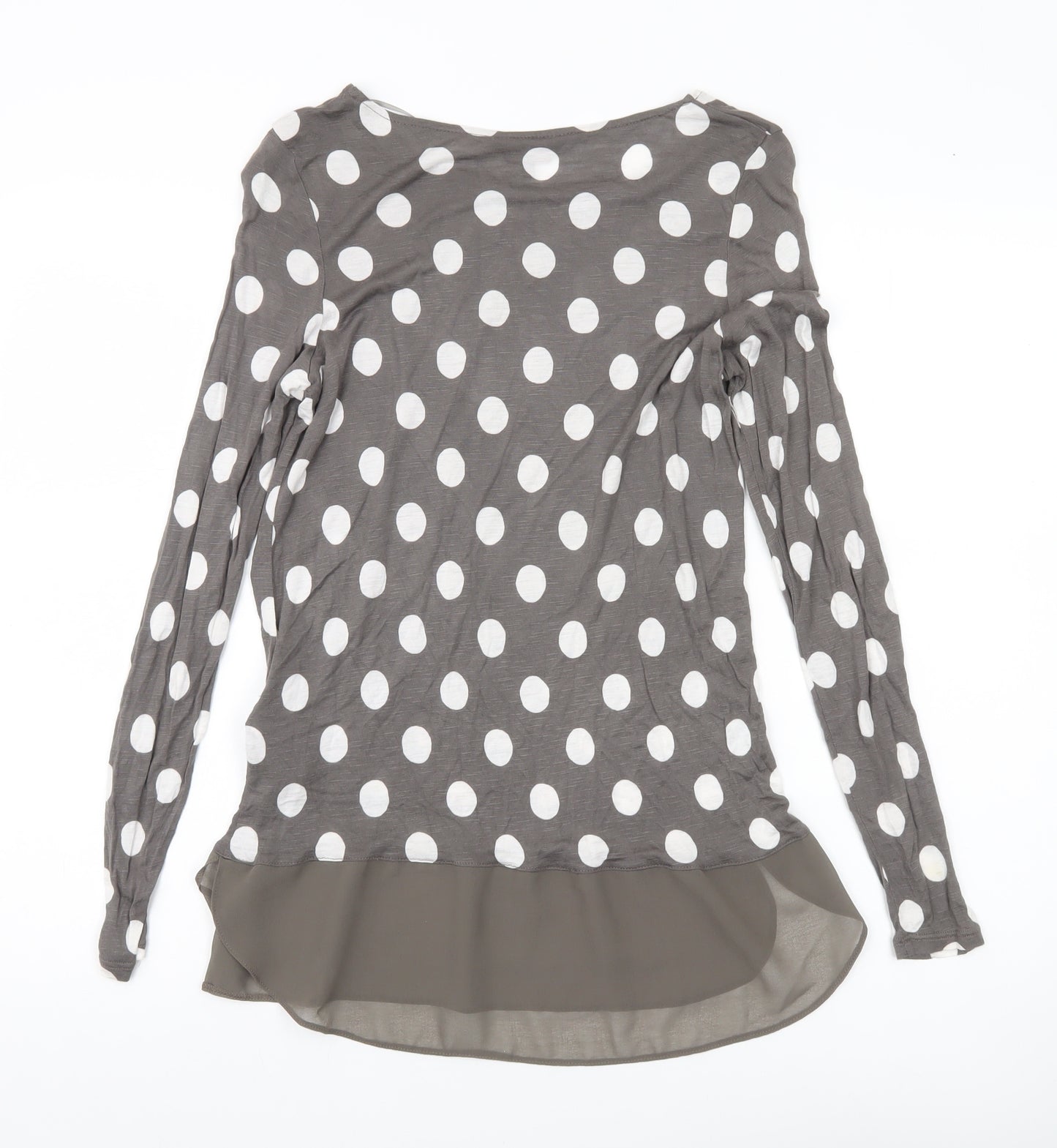 Phase Eight Women’s Grey Polka Dot Tunic Blouse Size 10 Long Sleeve