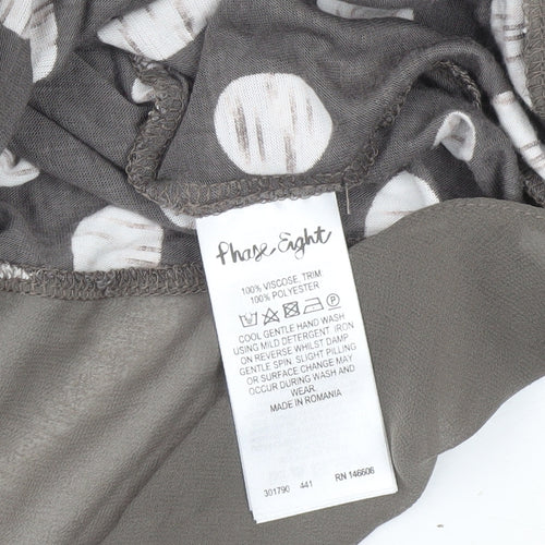 Phase Eight Women’s Grey Polka Dot Tunic Blouse Size 10 Long Sleeve