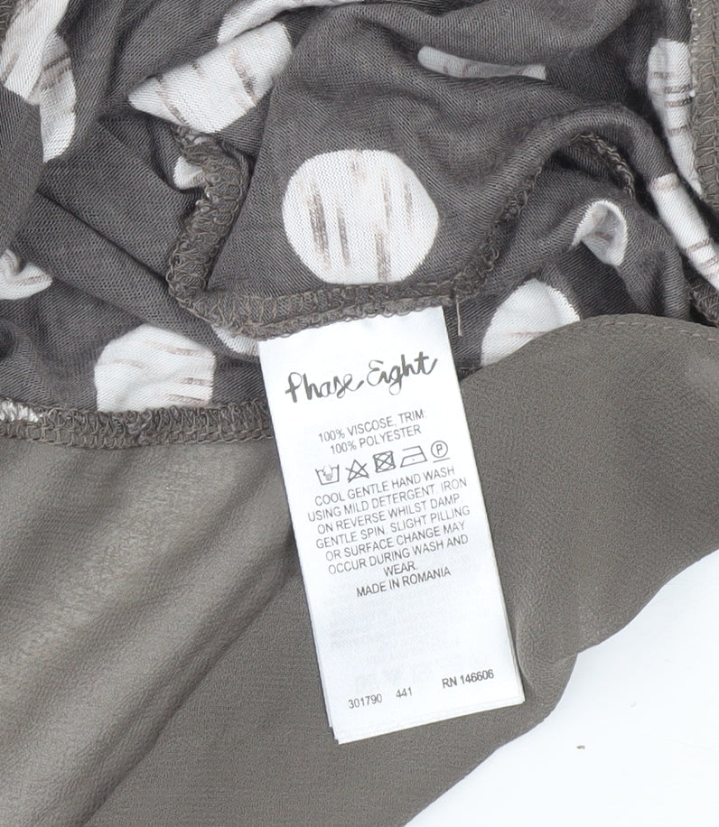 Phase Eight Women’s Grey Polka Dot Tunic Blouse Size 10 Long Sleeve