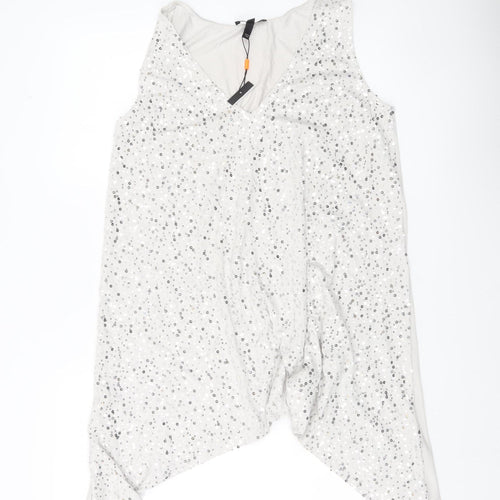 Isabella Oliver Women’s White Sequin V-Neck Maternity Tunic Top Size 12