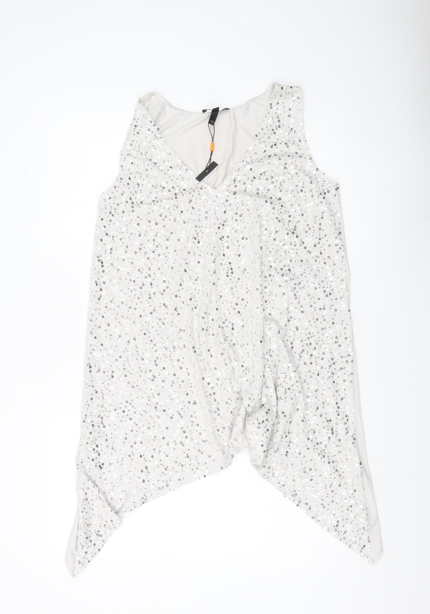 Isabella Oliver Women’s White Sequin V-Neck Maternity Tunic Top Size 12