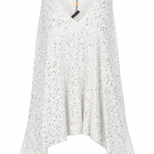 Isabella Oliver Women’s White Sequin V-Neck Maternity Tunic Top Size 12