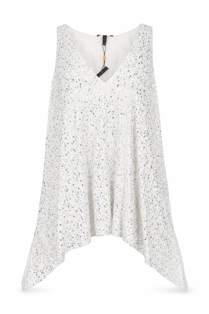 Isabella Oliver Women’s White Sequin V-Neck Maternity Tunic Top Size 12