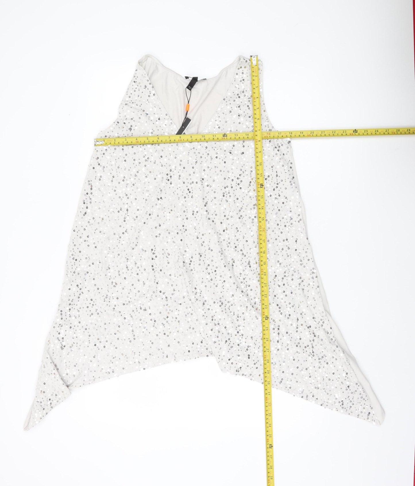 Isabella Oliver Women’s White Sequin V-Neck Maternity Tunic Top Size 12