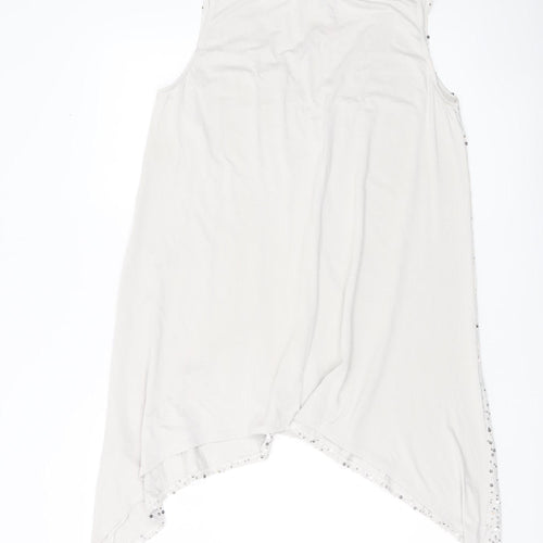 Isabella Oliver Women’s White Sequin V-Neck Maternity Tunic Top Size 12