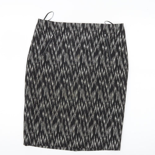 Marks and Spencer Women’s Black Pencil Skirt UK 12 Geometric Zip Workwear
