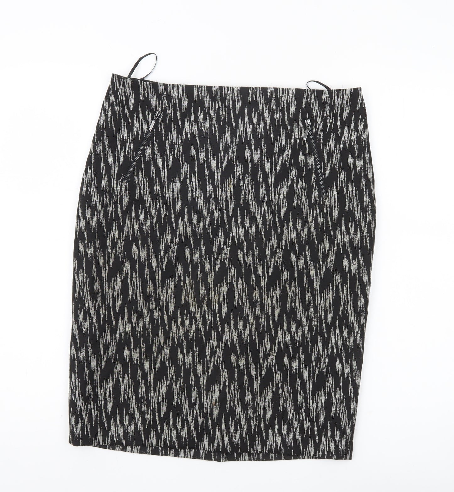 Marks and Spencer Women’s Black Pencil Skirt UK 12 Geometric Zip Workwear