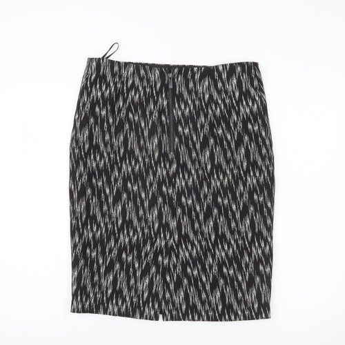 Marks and Spencer Women’s Black Pencil Skirt UK 12 Geometric Zip Workwear