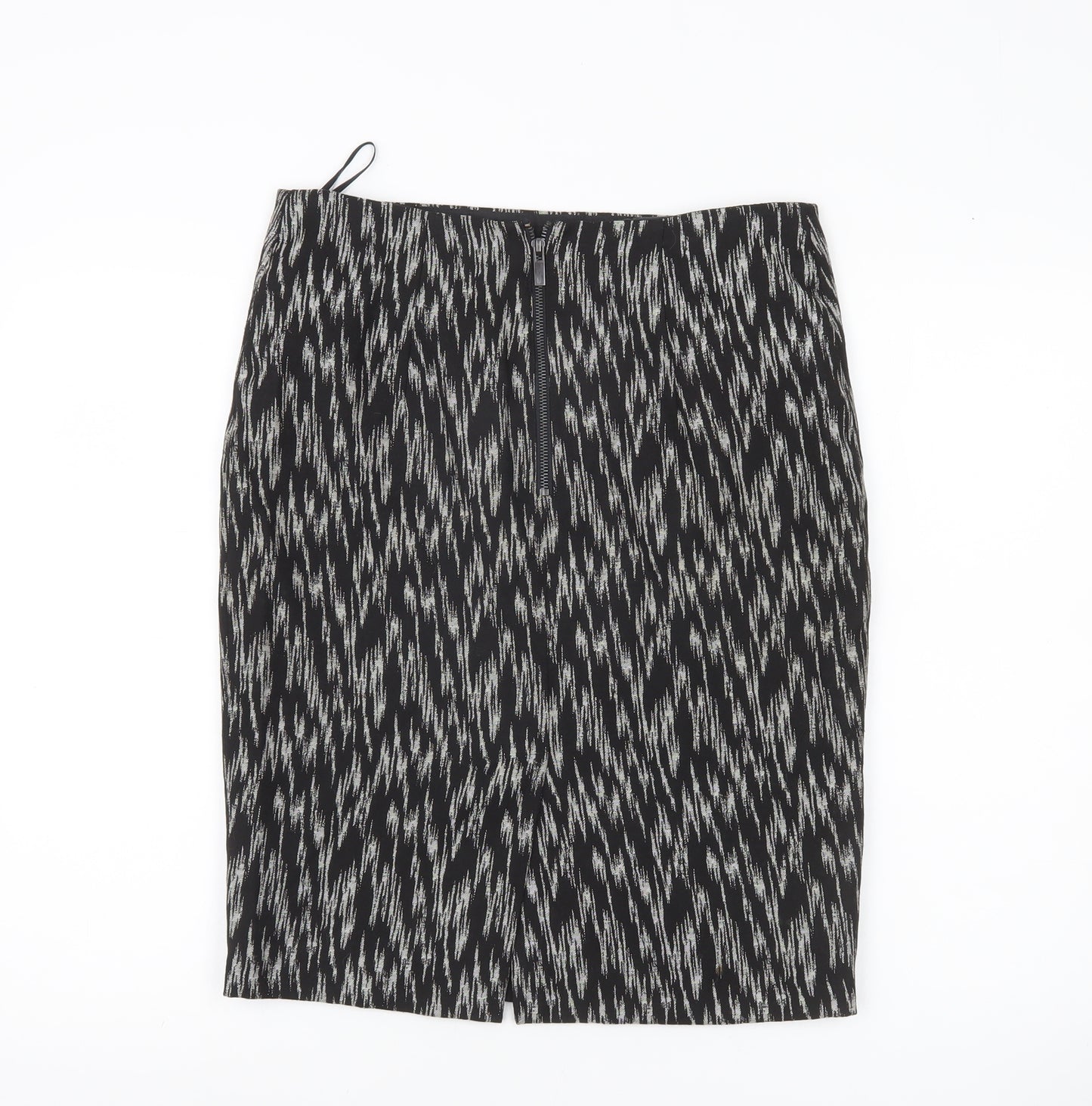 Marks and Spencer Women’s Black Pencil Skirt UK 12 Geometric Zip Workwear