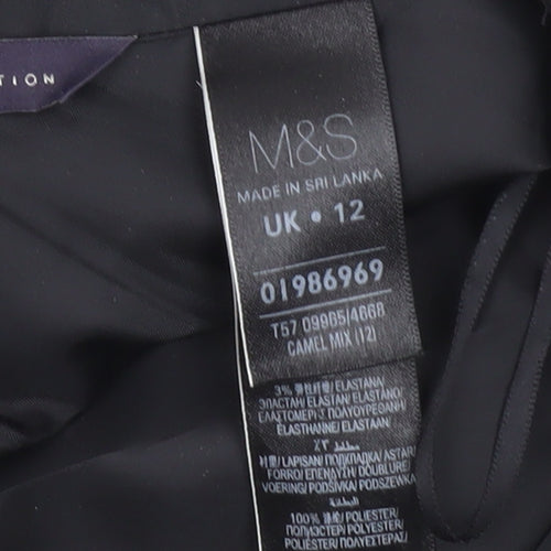 Marks and Spencer Women’s Black Pencil Skirt UK 12 Geometric Zip Workwear