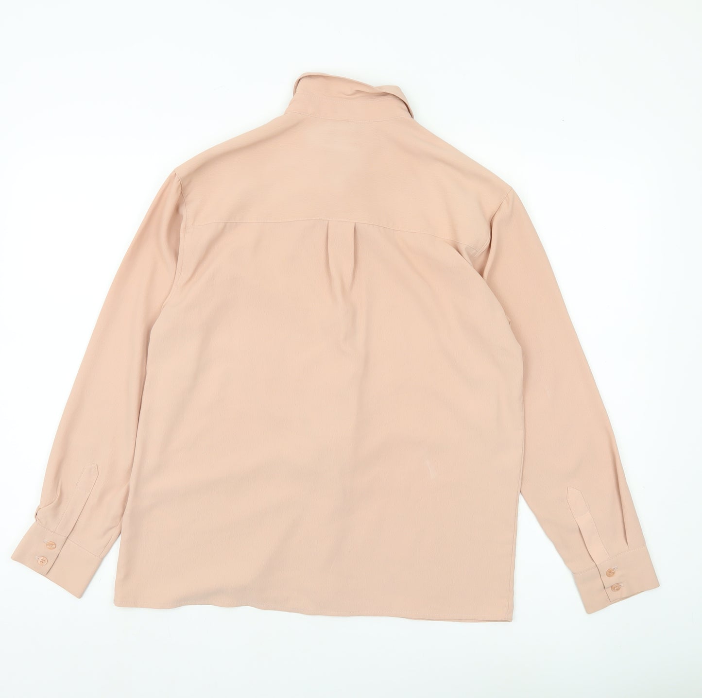 Topshop Women Beige Lace Blouse UK 8 Long Sleeve Collared