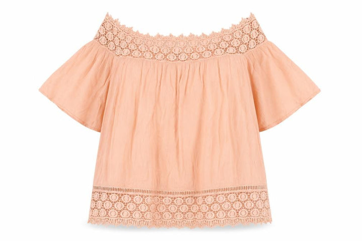 Miss Selfridge Women’s Pink Off Shoulder Lace Trim Blouse UK 6