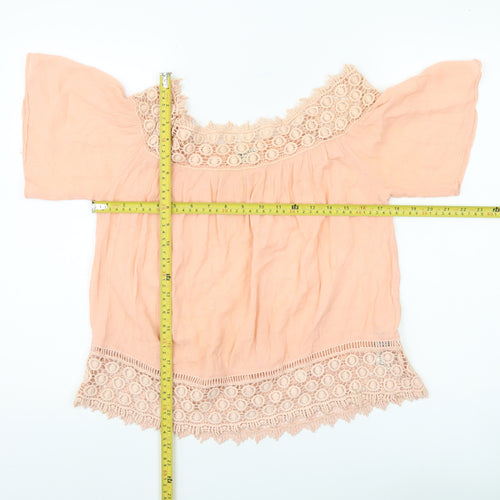 Miss Selfridge Women’s Pink Off Shoulder Lace Trim Blouse UK 6