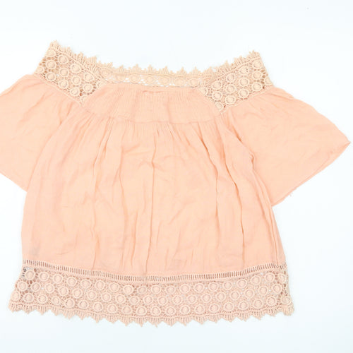 Miss Selfridge Women’s Pink Off Shoulder Lace Trim Blouse UK 6