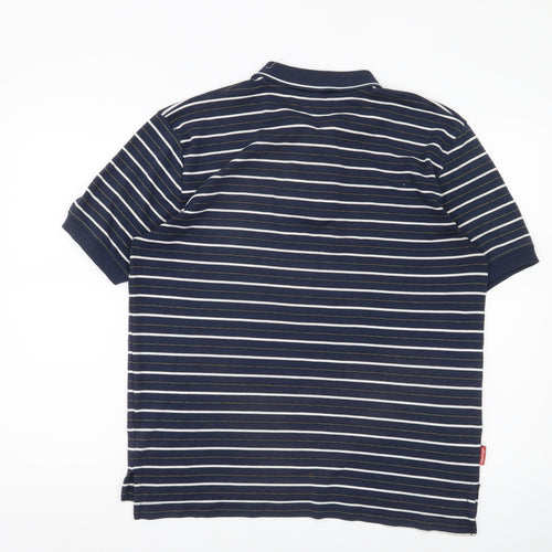 Slazenger Men’s Blue Striped Polo Shirt M Short Sleeve Cotton