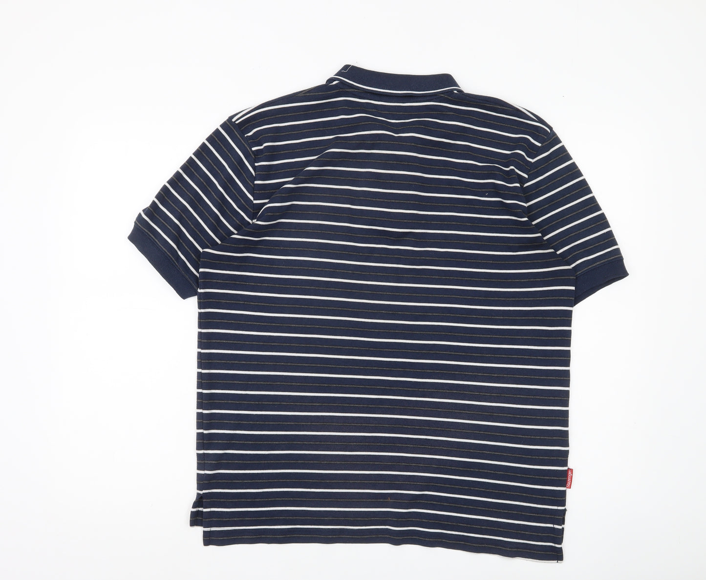 Slazenger Men’s Blue Striped Polo Shirt M Short Sleeve Cotton