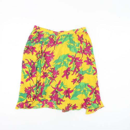 Vero Moda Women’s Yellow Floral A-Line Skirt Size M Knee Length Viscose