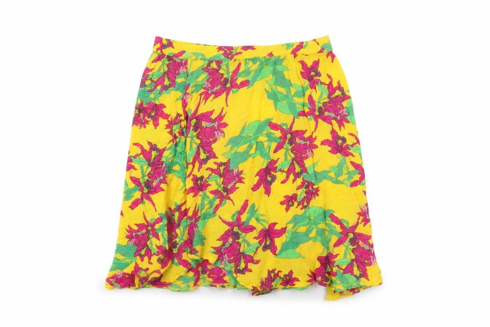 Vero Moda Women’s Yellow Floral A-Line Skirt Size M Knee Length Viscose