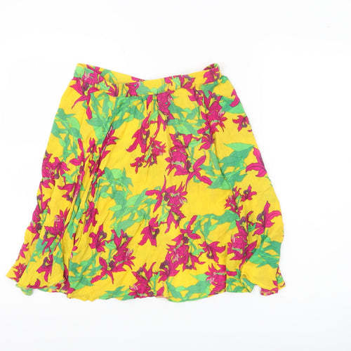 Vero Moda Women’s Yellow Floral A-Line Skirt Size M Knee Length Viscose