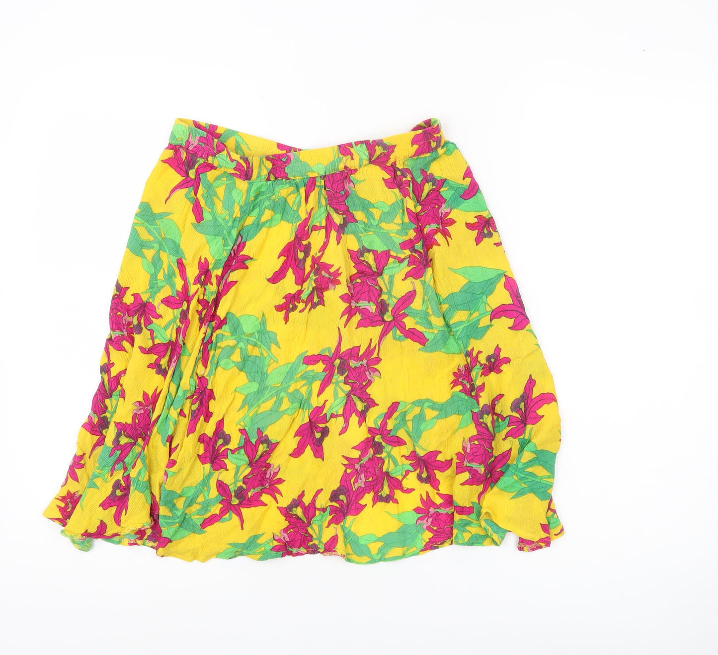Vero Moda Women’s Yellow Floral A-Line Skirt Size M Knee Length Viscose