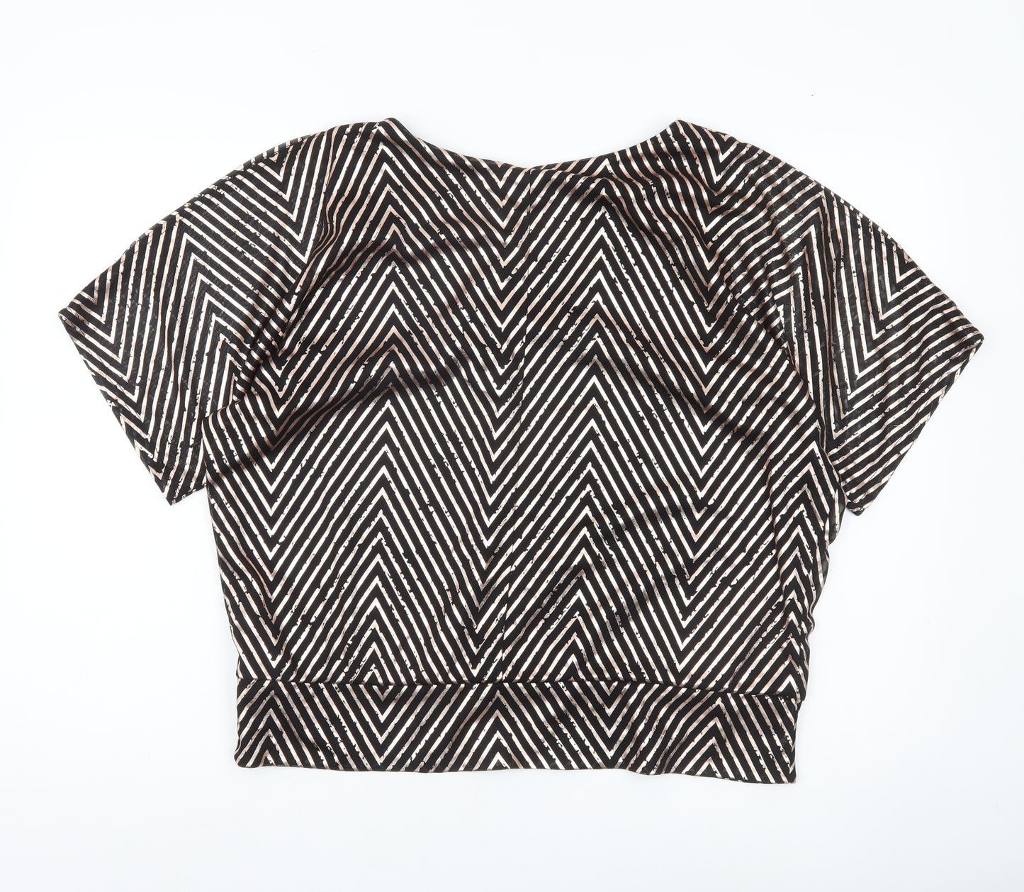 Billie & Blossom Women’s Black Geometric V-Neck Blouse UK 16 Petite