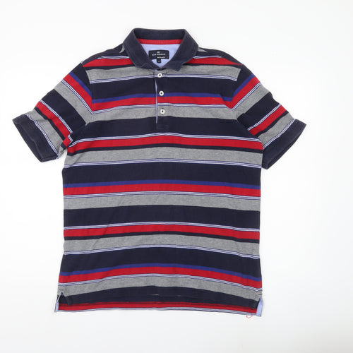 Marks & Spencer Blue Harbour Men’s Multicoloured Striped Polo Shirt M Regular Fit Cotton