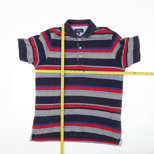 Marks & Spencer Blue Harbour Men’s Multicoloured Striped Polo Shirt M Regular Fit Cotton