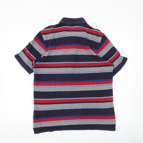 Marks & Spencer Blue Harbour Men’s Multicoloured Striped Polo Shirt M Regular Fit Cotton