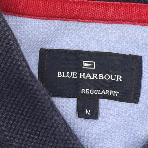 Marks & Spencer Blue Harbour Men’s Multicoloured Striped Polo Shirt M Regular Fit Cotton