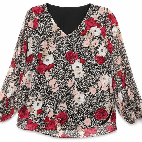 Wallis Women’s Multicoloured Floral Chiffon Blouse UK 14 V-Neck