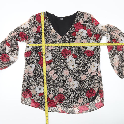 Wallis Women’s Multicoloured Floral Chiffon Blouse UK 14 V-Neck