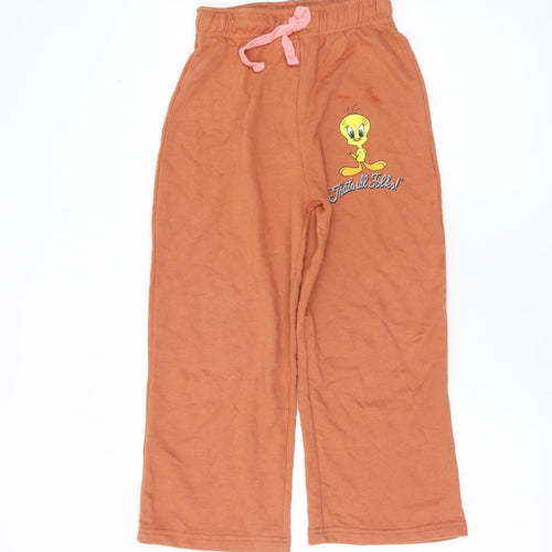 H&M Girls Orange Tweety Sweatpants 9-10 Years Cartoon Looney Tunes Trousers