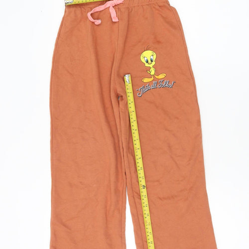 H&M Girls Orange Tweety Sweatpants 9-10 Years Cartoon Looney Tunes Trousers