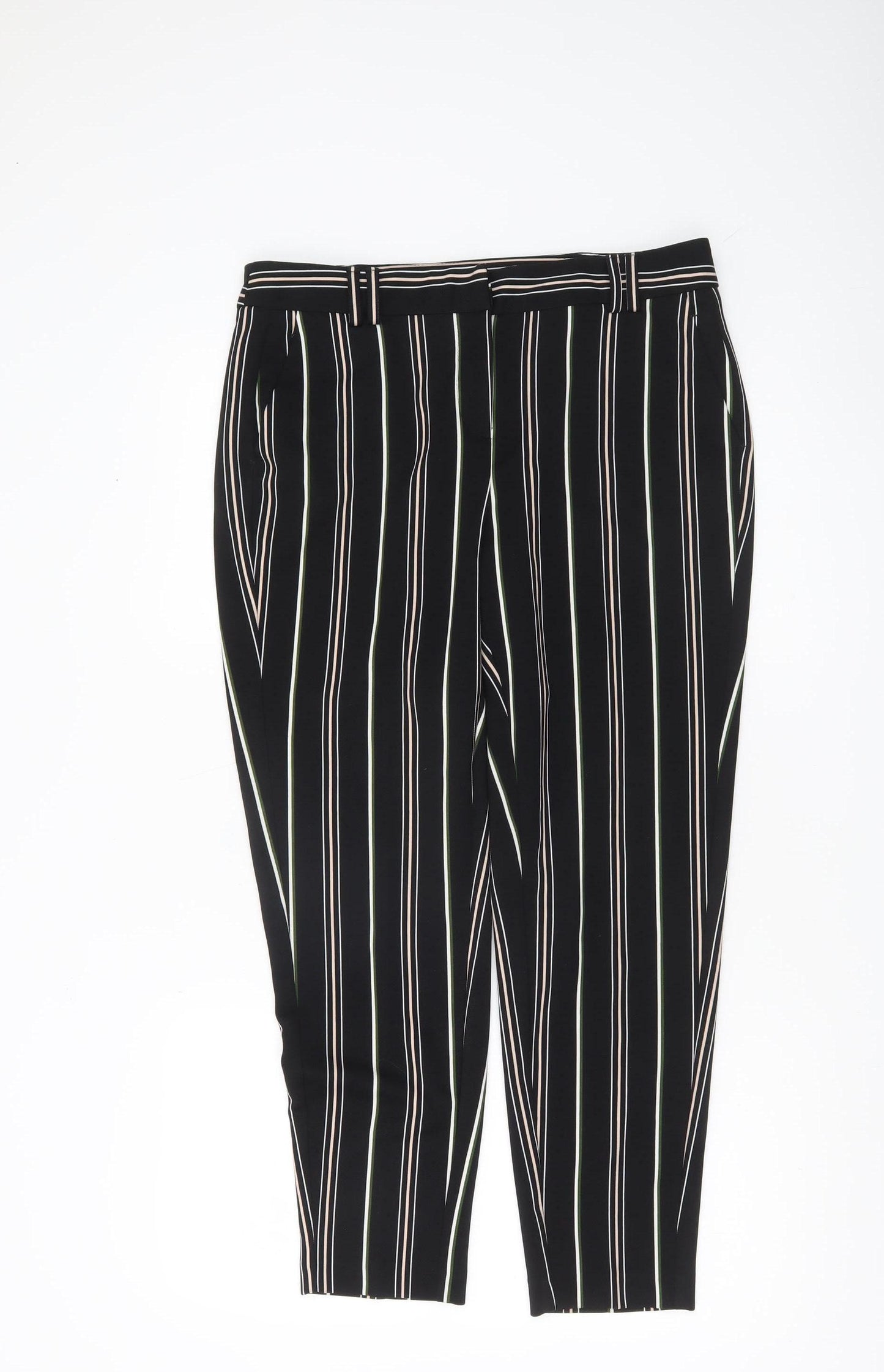 Dorothy Perkins Women’s Black Striped Slim Tapered Trousers Size 12