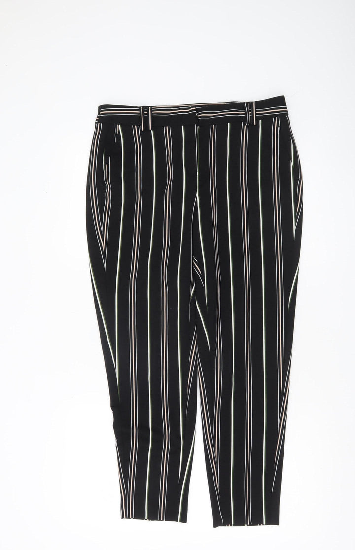 Dorothy Perkins Women’s Black Striped Slim Tapered Trousers Size 12