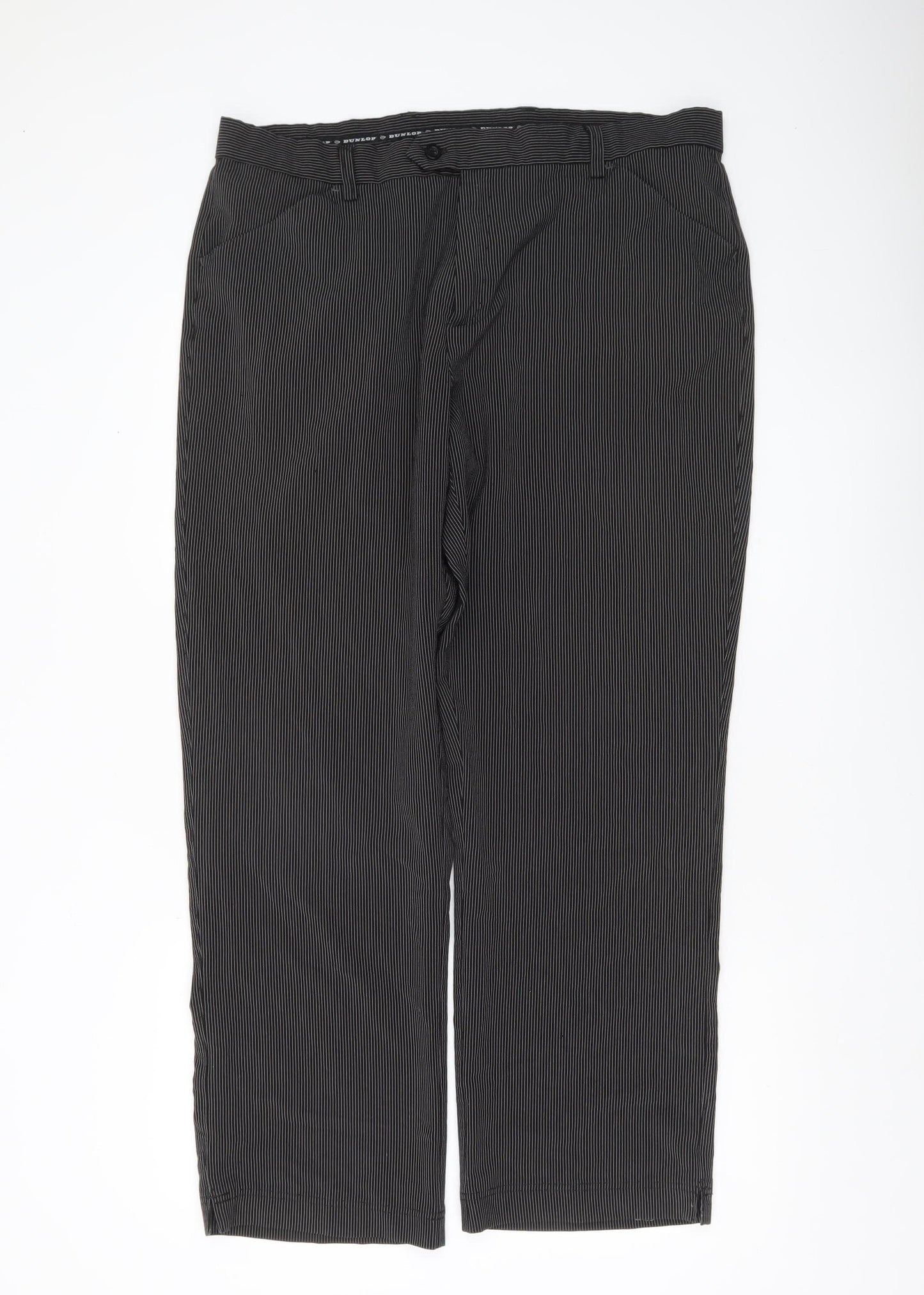 Dunlop Men’s Black Striped Golf Trousers 38W 31L Straight Leg