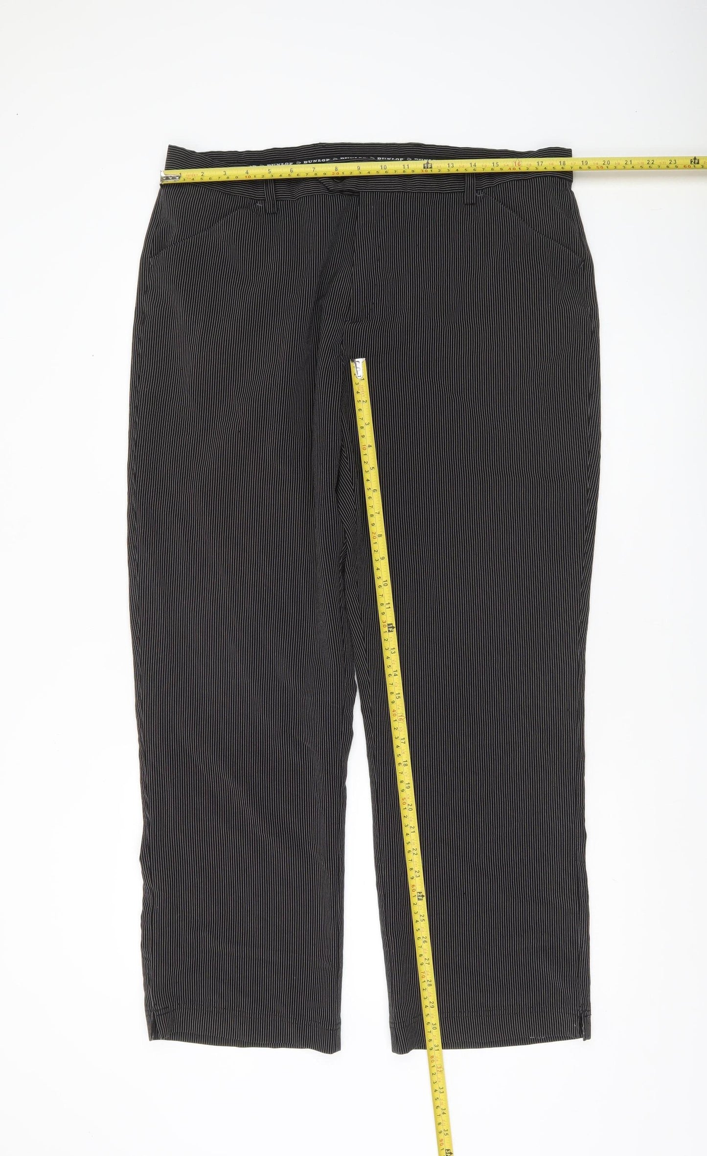 Dunlop Men’s Black Striped Golf Trousers 38W 31L Straight Leg