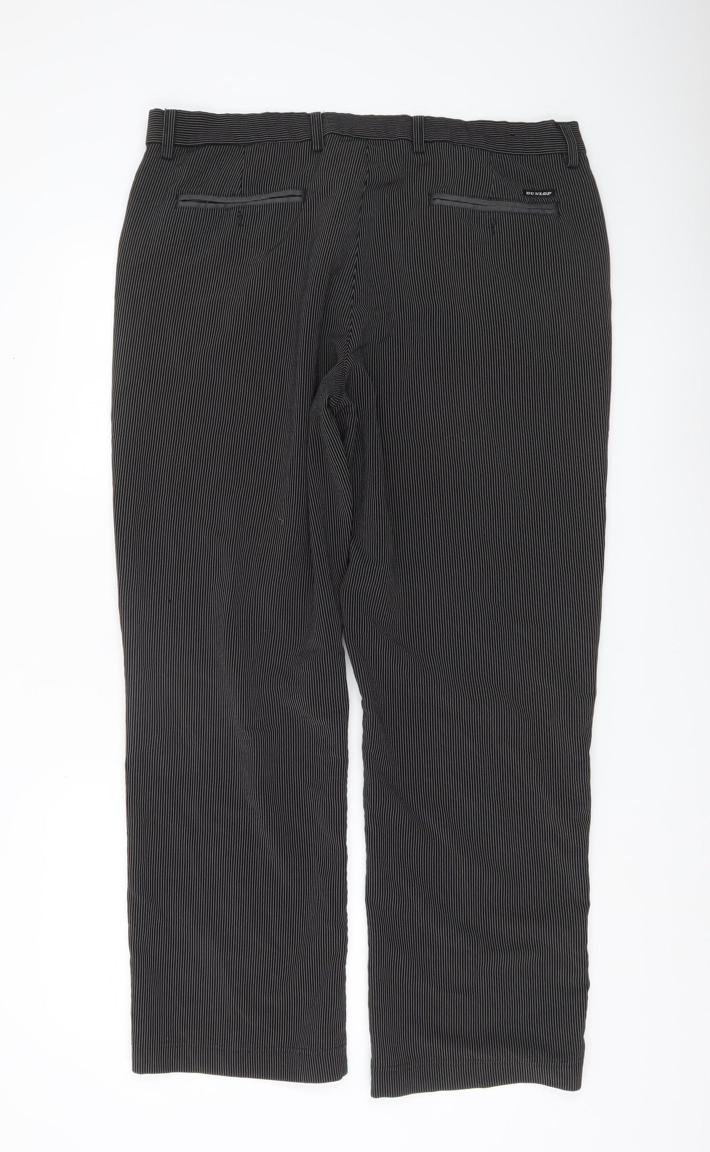 Dunlop Men’s Black Striped Golf Trousers 38W 31L Straight Leg