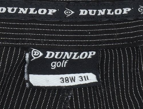 Dunlop Men’s Black Striped Golf Trousers 38W 31L Straight Leg