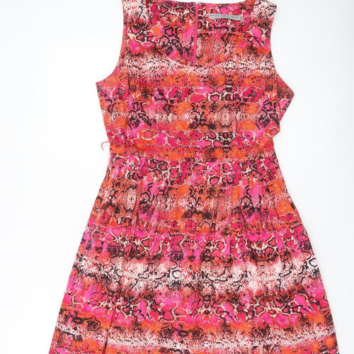 Marc New York Women's Pink Orange Animal Print A-Line Dress Size 10